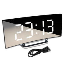 Load image into Gallery viewer, Hot Large Screen LED Curved Surface Mirror Clock Silent Alarm Clock Desk Home Decoration Power Saving
