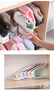 6/10Pcs Double Shelf Space Savers White Shoe Rack Cabinets Shoe Storage Organizer Plastic Adjustable Shoes Warderobe Bedroom