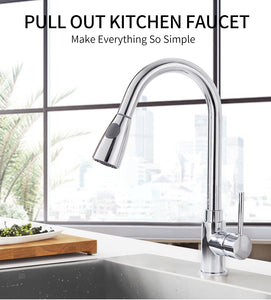Kitchen Faucets Black Single Handle Pull Out Kitchen Tap Single Hole Handle Swivel 360 Degree Water