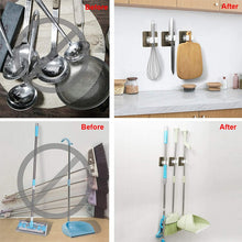 Load image into Gallery viewer, 4/6pcs Wall Mounted Mops Holder Multi-Purpose Hooks Self Adhesive Broom Hanger Hook Kitchen Bathroom Organizer

