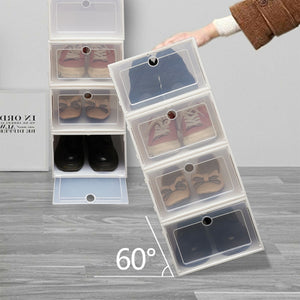 Hot Sale Fold Plastic Shoe Boxes Thickened Transparent Stackable Shoe Organizer
