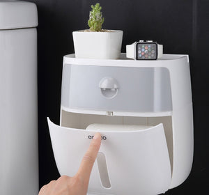 Waterproof Toilet Paper Holder Plastic Paper Towels Holder Wall Mounted Bathroom Shelf  Storage Box Portable Toilet Roll Holder