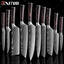 Load image into Gallery viewer, XITUO Chef knife 1-10 Pcs Set Kitchen Knives Laser Damascus Pattern Sharp
