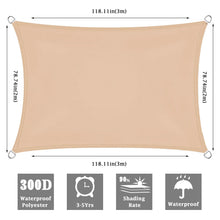 Load image into Gallery viewer, Waterproof Large Shade Sail Square Rectangle Garden Terrace Canopy Swimming Sun Shade
