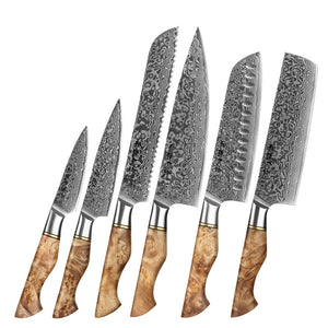 HEZHEN Kitchen Knife Set 1-7PC Damascus Steel knives Chef Knife Kitchen Accessories Professional Chef knives Cooking Tools