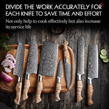 Load image into Gallery viewer, HEZHEN Kitchen Knife Set 1-7PC Damascus Steel knives Chef Knife Kitchen Accessories Professional Chef knives Cooking Tools
