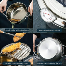 Load image into Gallery viewer, Japanese Deep Frying Pot with a Thermometer and a Lid 304 Stainless Steel
