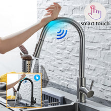 Load image into Gallery viewer, DQOK Kitchen Faucet Pull Out  Brushed Nickle Sensor Stainless Steel Black Smart Induction
