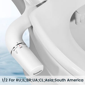 SAMODRA Bidet Attachment Ultra-Slim Toilet Seat Attachment Dual Nozzle Bidet Adjustable Water
