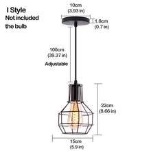 Load image into Gallery viewer, Retro Industrial Pendant Light Nordic Black Metal Cage Lighting Fixtures Iron Loft Cage Kitchen Vintage Adjustable Hanging Lamps
