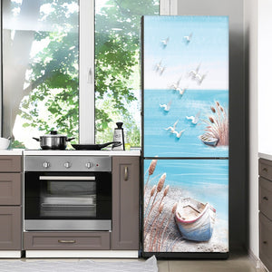 28 Styles For Choice Beach Scenery Refrigerator Sticker Peel &amp; Stick Waterproof Double Door Freezer Cupboard Decor Art Mural