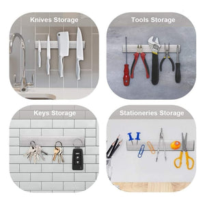 Magnetic Knife Holder Wall-Mounted Dual Installation Knife Strip Multi-Function Tool Storage Kitchen
