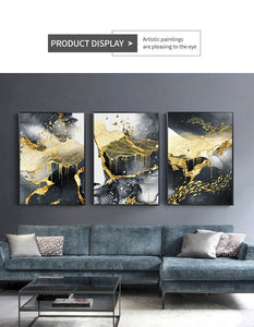 Canvas Art Painting Home Decor Wall Art Abstract Marble Scenery Picture Golden Luxury Decor Poster and Print for Living Room