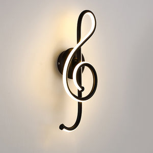 Metal Led Musical Note Wall Lamp Bedside Spiral Night Light Modern Hallways Bedroom
