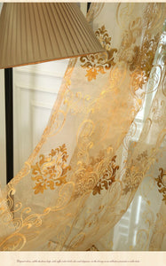 Embroidered Luxury Gold Curtains for Living Room Curtains for Bedroom