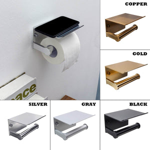 Space Aluminum Wall Mounted Toilet Paper Holder Tissue Paper Holder Roll Holder With Phone Storage