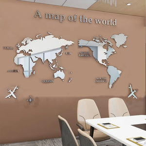World Map Acrylic 3D Solid Crystal Bedroom Wall With Living Room Classroom Stickers