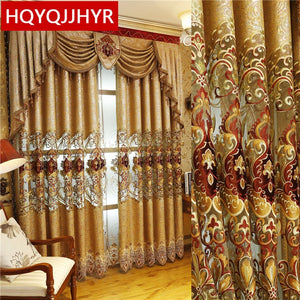 European and American Style Royal Gold Luxury curtains for Living Room