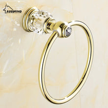 Load image into Gallery viewer, Solid Brass Crystal Bathroom Accessories Set Polish Finish Gold Bathroom Hardware Set
