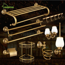 Load image into Gallery viewer, Solid Brass Crystal Bathroom Accessories Set Polish Finish Gold Bathroom Hardware Set
