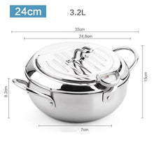 Load image into Gallery viewer, Japanese Deep Frying Pot with a Thermometer and a Lid 304 Stainless Steel

