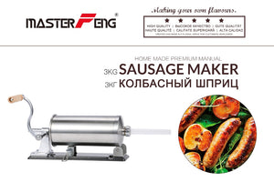 Stainless Steel Sausage Meat Stuffer Horizontal Sausage Maker Homemade Kitchen Meat Sausage Maker