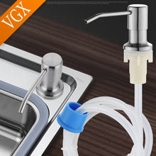 Load image into Gallery viewer, VGX Iiquid Soap Dispenser With Extension Tube Kit and Bottle 304 Stainless Steel Pump Head For Kitchen Sink
