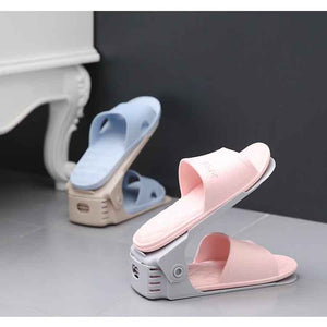 6/10Pcs Double Shelf Space Savers White Shoe Rack Cabinets Shoe Storage Organizer Plastic Adjustable Shoes Warderobe Bedroom