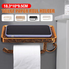 Load image into Gallery viewer, Wall Mounted Black Toilet Paper Holder Tissue Paper Holder Roll Holder With Phone Storage Shelf Bathroom Accessories
