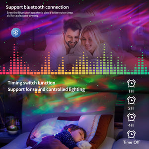 Smart Night Light Aurora Galaxy Projector LED Rotate Bluetooth Speaker Sky Projection Lamp