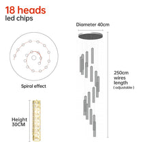 Load image into Gallery viewer, led crystal staircase chandelier modern spiral lamp gold chrome luxury interior lighting living room villa indoor chrome lights
