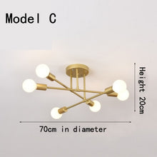 Load image into Gallery viewer, Close to ceiling light fixtures home Decor Warm And Romantic Lighting indoor Modern Living Room Lamp Black Golden Chandelier
