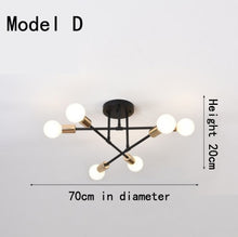 Load image into Gallery viewer, Close to ceiling light fixtures home Decor Warm And Romantic Lighting indoor Modern Living Room Lamp Black Golden Chandelier
