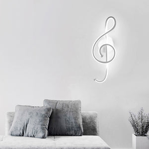 Metal Led Musical Note Wall Lamp Bedside Spiral Night Light Modern Hallways Bedroom
