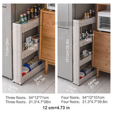 Load image into Gallery viewer, Mobile Storage Shelf Interspace Gap Shelf Kitchen Storage Shelf Bathroom Storage Rack Fridge Side Seam Finishing Rack
