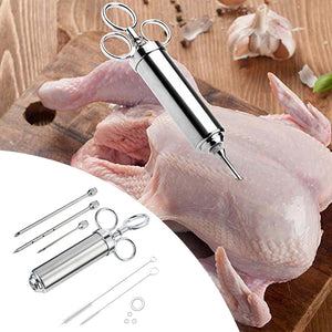 Stainless Steel Meat Marinade Injector Kit Food Grade Grill Turkey BBQ Seasoning Sauce Flavor Needle Cooking Syringe Accessory