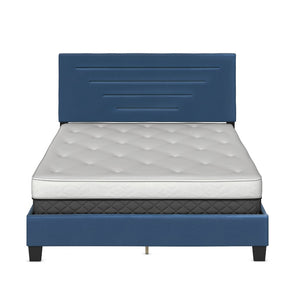 Luxembourg Upholstered Faux Leather Platform Bed, Full, Blue  Bedroom Set  Bedroom Furniture  Bed Frame Queen