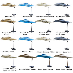 Large Patio Umbrella with Solar Lights, Rectangular Cantilever Outdoor Patio  Rectangle Umbrellas with LED Lights for Poolside