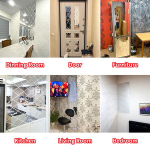 3D Mirror Wall Sticker 17/32/58Pcs DIY Diamonds Rhombus Acrylic Mirror Surface Wall Stickers Living Room