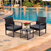 Load image into Gallery viewer, 3-Piece Bistro Set, With Rattan Chairs &amp; Tea Table, For Outdoor Patio And Balcony
