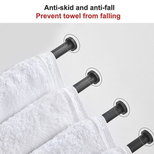 L 180 Rotating Towel Rack Space Aluminum Black Swing Bar Wall Mount Bathroom Kitchen Folding Towel Bars With Hook