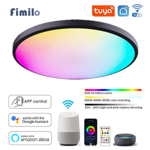 Smart Wifi LED Ceiling Lights RGBCW Dimmable TUYA APP Compatible with Alexa Google Home Bedroom Living Room