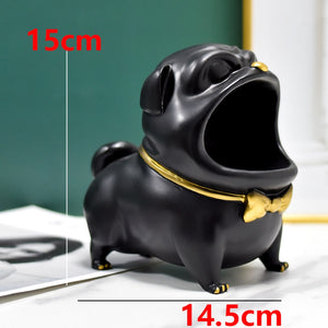 Resin Décor Dog Statue Butler with Tray for Storage Table Live Room French Bulldog Ornaments Decorative Sculpture Craft Gift
