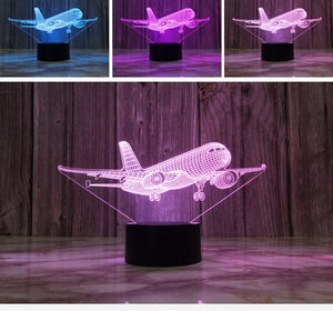 Airplane 3d Night Light Usb Plug-in Touch Table Lamp Decoration Bedside Nightlight Child Birthday Christmas Gifts for Kids Boys
