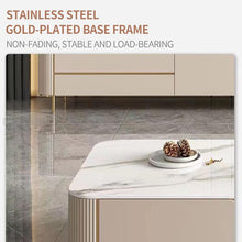 Load image into Gallery viewer, Minimalist Living Room Furniture Rock Panel Stainless Steel Gold Lines With Drawers Rectangle Coffee Table
