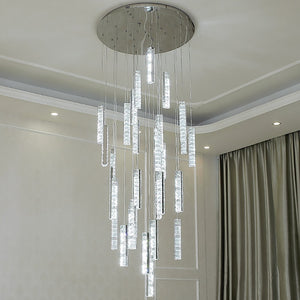 led crystal staircase chandelier modern spiral lamp gold chrome luxury interior lighting living room villa indoor chrome lights