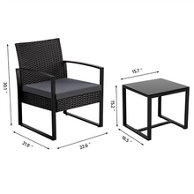 Load image into Gallery viewer, 3-Piece Bistro Set, With Rattan Chairs &amp; Tea Table, For Outdoor Patio And Balcony
