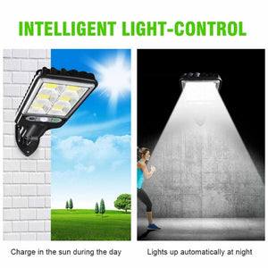 Solar Street Lights Outdoor Waterproof Motion Sensor Wall LED Lamp with 3 Mode Energy Powered