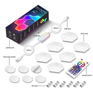 TuYa WIFI Bluetooth LED Hexagon Quantum Lamps Indoor RGB Wall Light For Computer Game Bedroom