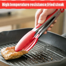 Load image into Gallery viewer, Silicone BBQ Grilling Tong Kitchen Cooking Salad Bread Serving Tong Non-Stick Barbecue Clip Clamp Stainless Steel Tools Gadgets
